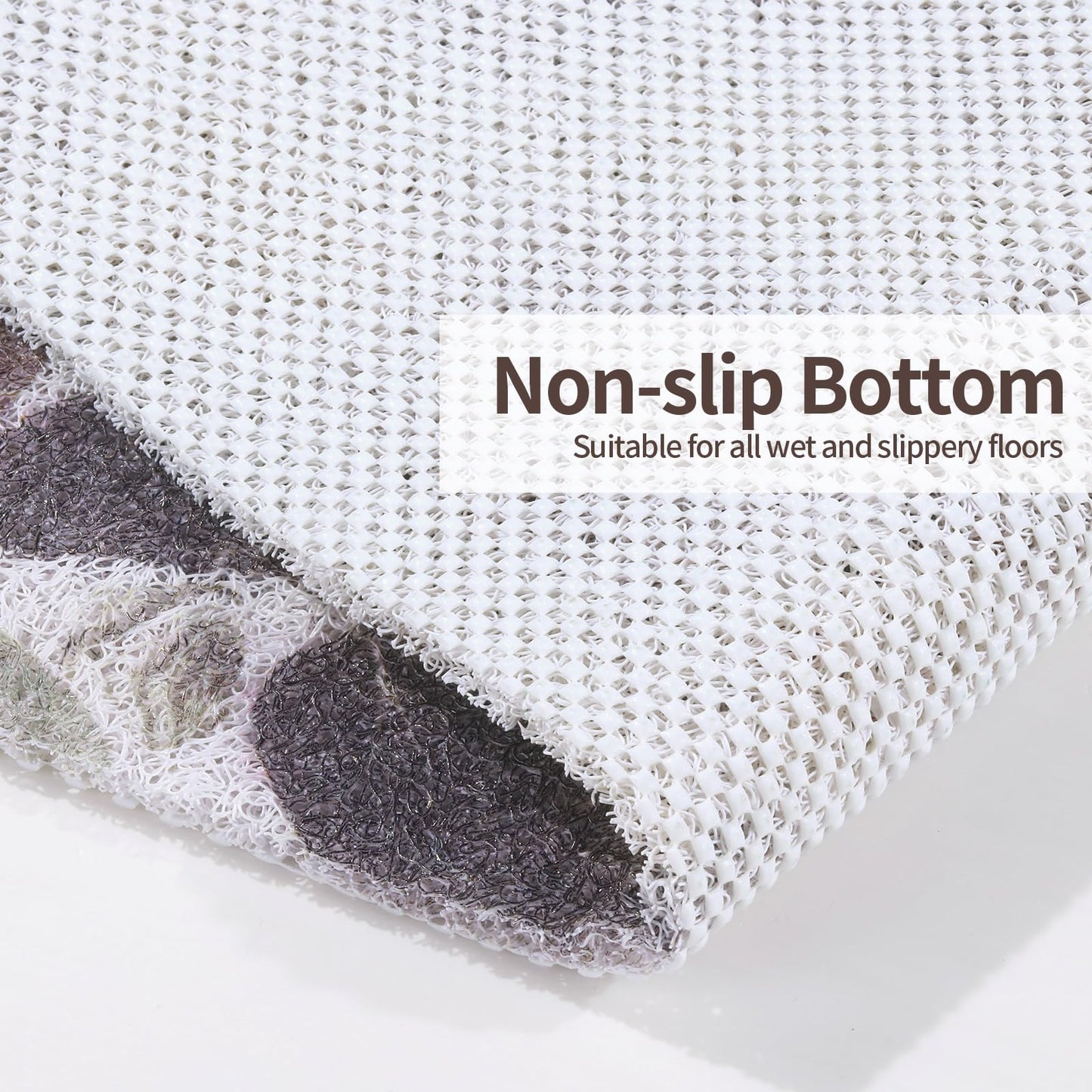 Hombys Non Slip Shower Mat 27x27 in, Shower Floor Mats with Drain Hole, Secure PVC Loofah Mat, Boho Coffee Pebble
