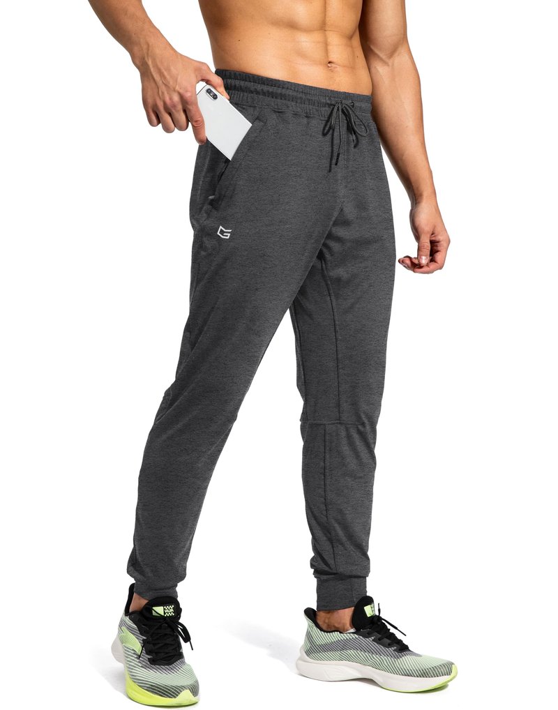 G Gradual Men's Sweatpants with Zipper Pockets Athletic Pants Traning Track Pants Joggers for Men Soccer, Running, Workout(Heathered Graphite Grey,L)