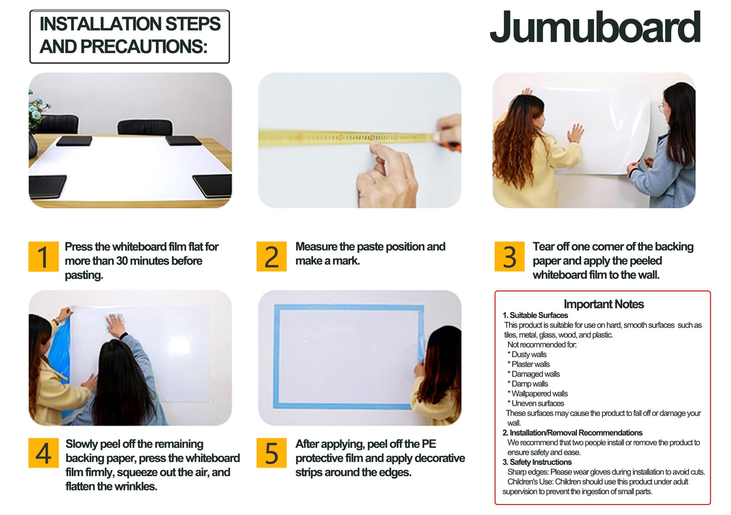 Self-Adhesive Dry Erase Whiteboard Sticker, 39.37" x 19.69" Magnetic Receptive White Board Wall Film, No Ghosting, Easy Write & Clean | Peel & Stick for Office, Home & Classroom,Incl. Accessories
