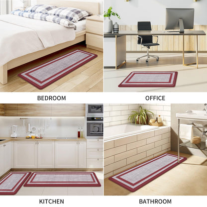 Mattitude Kitchen Mats Set of 2 Cushioned Anti-Fatigue Non-Skid Rug Sets Ergonomic Comfort Standing Mat for Kitchen, Floor, Office, Sink, Laundry,Red