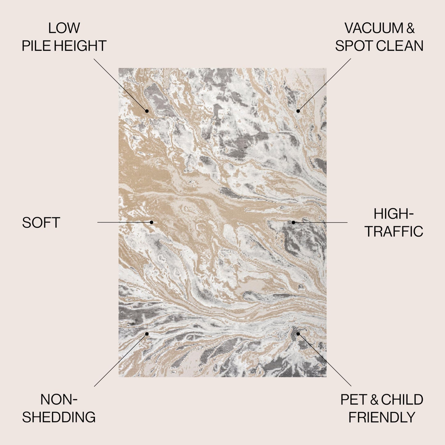 JONATHAN Y Swirl Marbled Beige/Ivory Indoor Area Rug 3X5 ft, Abstract for Living Room, Bedroom, Kitchen, Office, Easy-Cleaning, High Traffic, Pet-Friendly, Non-Shedding SOR203F-3