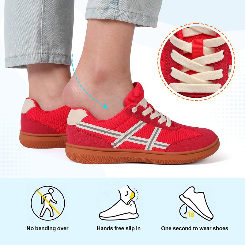 LeIsfIt Women's Wide Barefoot Walking Shoes Slip-on Casual Tennis Shoes Non-Slip Zero Drop Comfort Sneakers Red Size 8