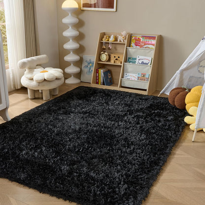 LEDODO Fluffy Area Rugs for Bedroom - Soft Plush Shag Rug for Living Room Nursery Kids Room - Non Slip Fuzzy Shaggy Floor Carpets for Girls Boys Play Room Dorm Decor (Black, 5' x 7')