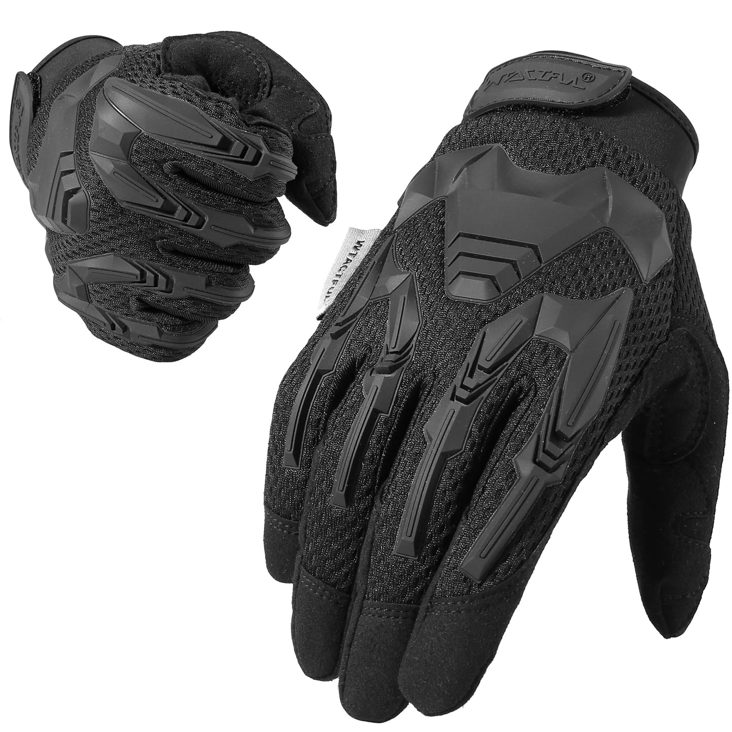 WTACTFUL Rubber Guard Tactical Gloves for Men Full Finger Protection Airsoft Paintball Hunting Hiking Bicycle Cycling Motorbike Motorcycle Black L