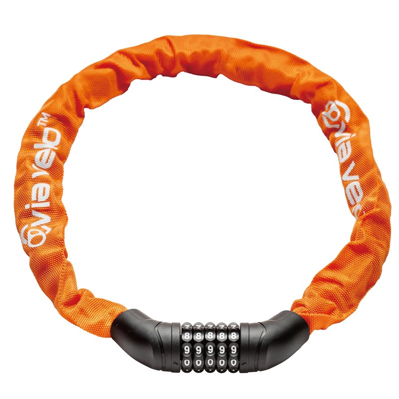 Via Velo Bike Chain Lock, 5-Digit Resettable Combination Heavy Duty Anti-Theft Bicycle Lock, 2.95 Ft Security Bike Locks for Scooter, Motorcycle, Gate, Fence, Valuables Etc(Orange)