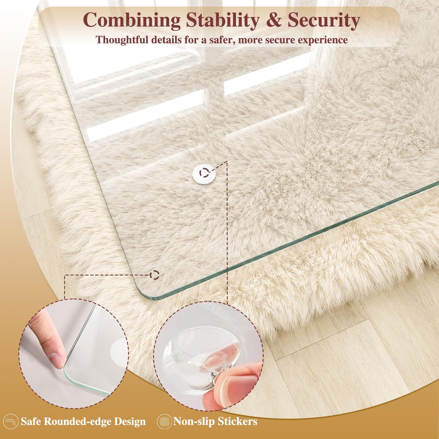 MYSUNORIA Tempered Glass Chair Mat, 42"x48" Office Chair Mat for Hardwood Floor, Clear Computer Chair Mat, 4 Non‑Slip Pads, Smooth Glide & Easy Clean, Carpet Hardwood Floor Protector