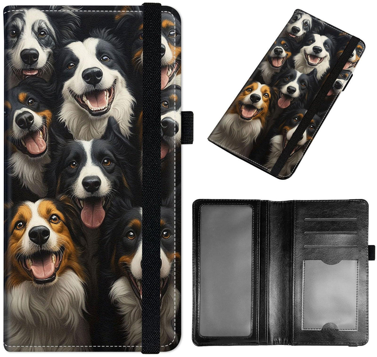GYSYZJDH Checkbook Cover for Men & Women, Slim PU Leather Checkbook Holder Wallet with RFID Blocking, Stylish and Durable, Collie Dogs