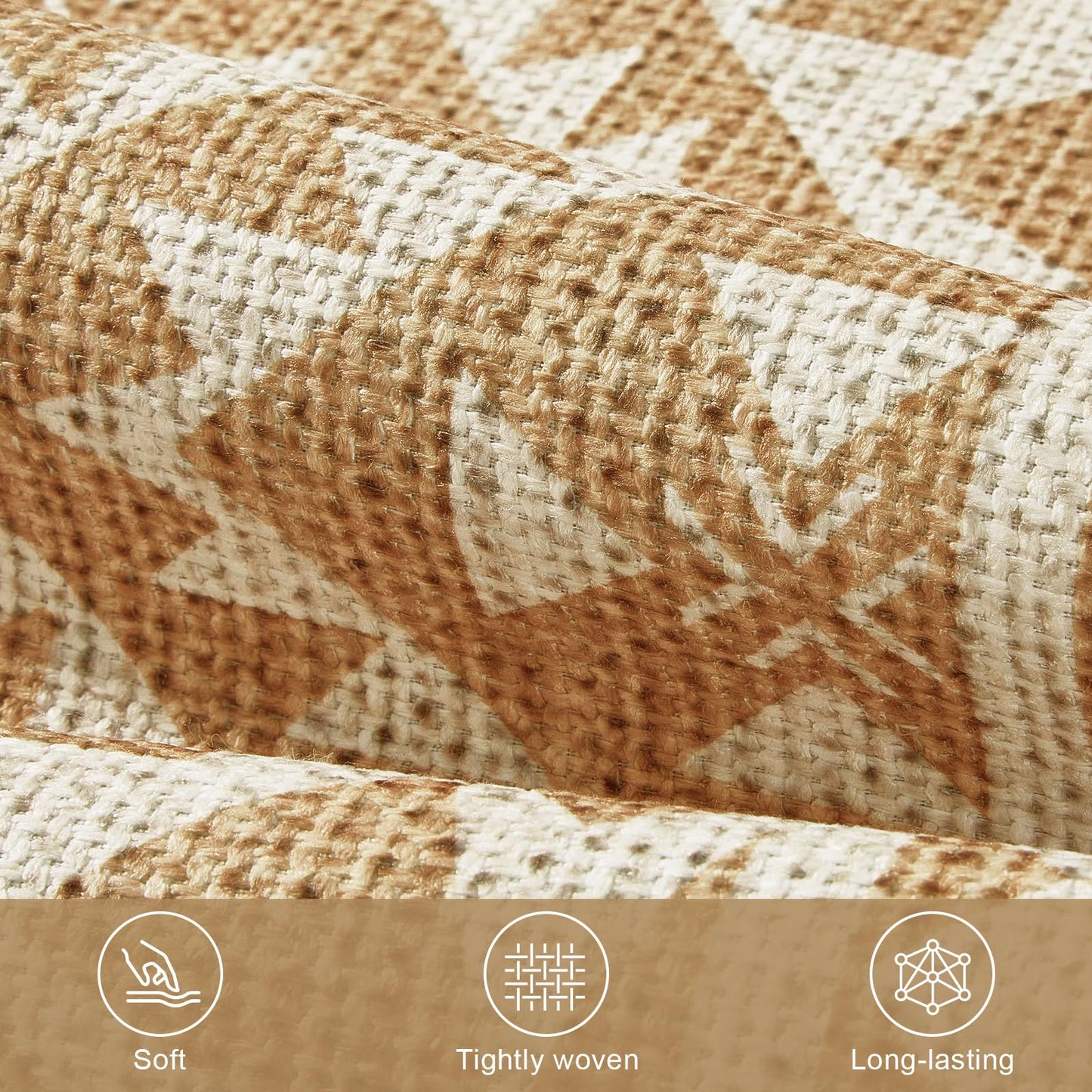 Bienbee Cat Litter Mat, 33" x 22" Litters Box Mat Machine Washable Less Waste Waterproof Litter Mats, Non-Slip Cat Litters Trapping Mats Easy to Clean Linen Geometric L