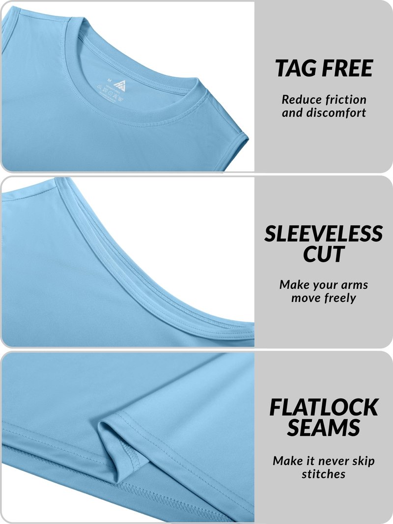 ZITY 3 Pack Men's Sleeveless Shirts Quick Dry Tank Tops UPF 50+ Workout Gym Muscle Shirt for Running Bodybuilding Summer