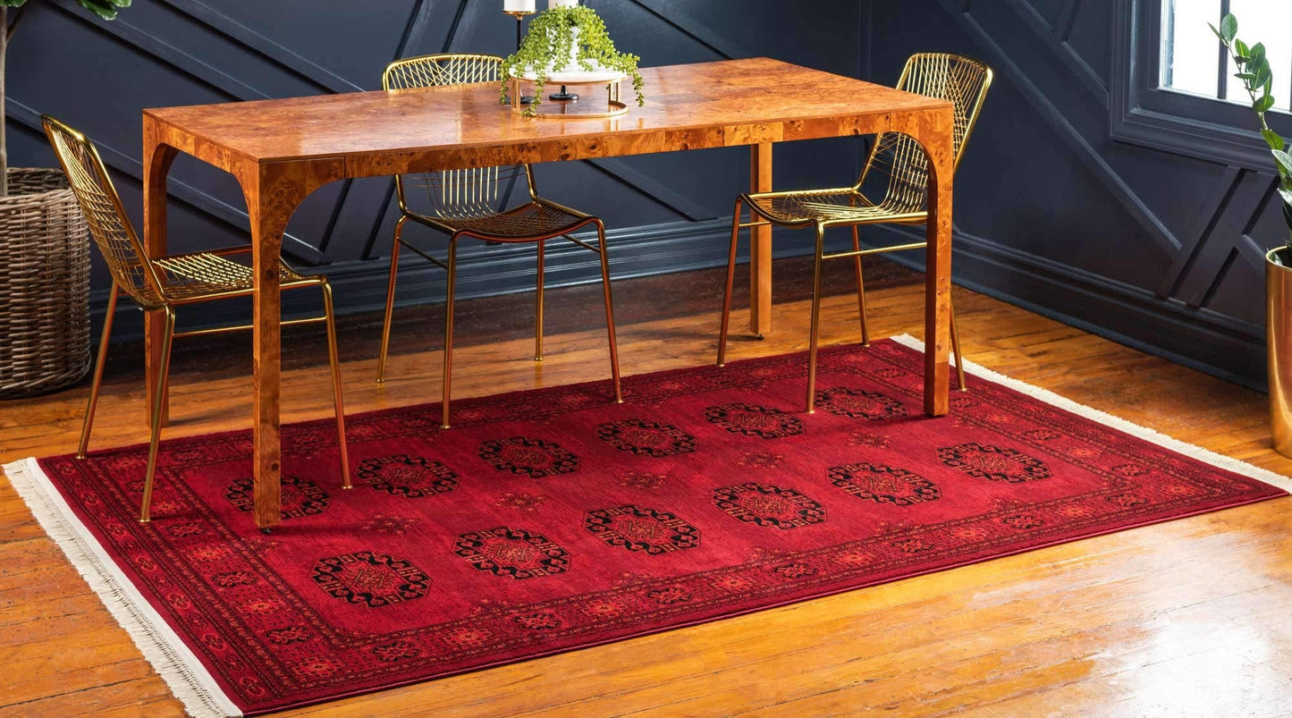 Unique Loom Tekke Collection Over-Dyed Saturated Traditional Torkaman Area Rug (6' 0 x 9' 0 Rectangular, Red/Black)