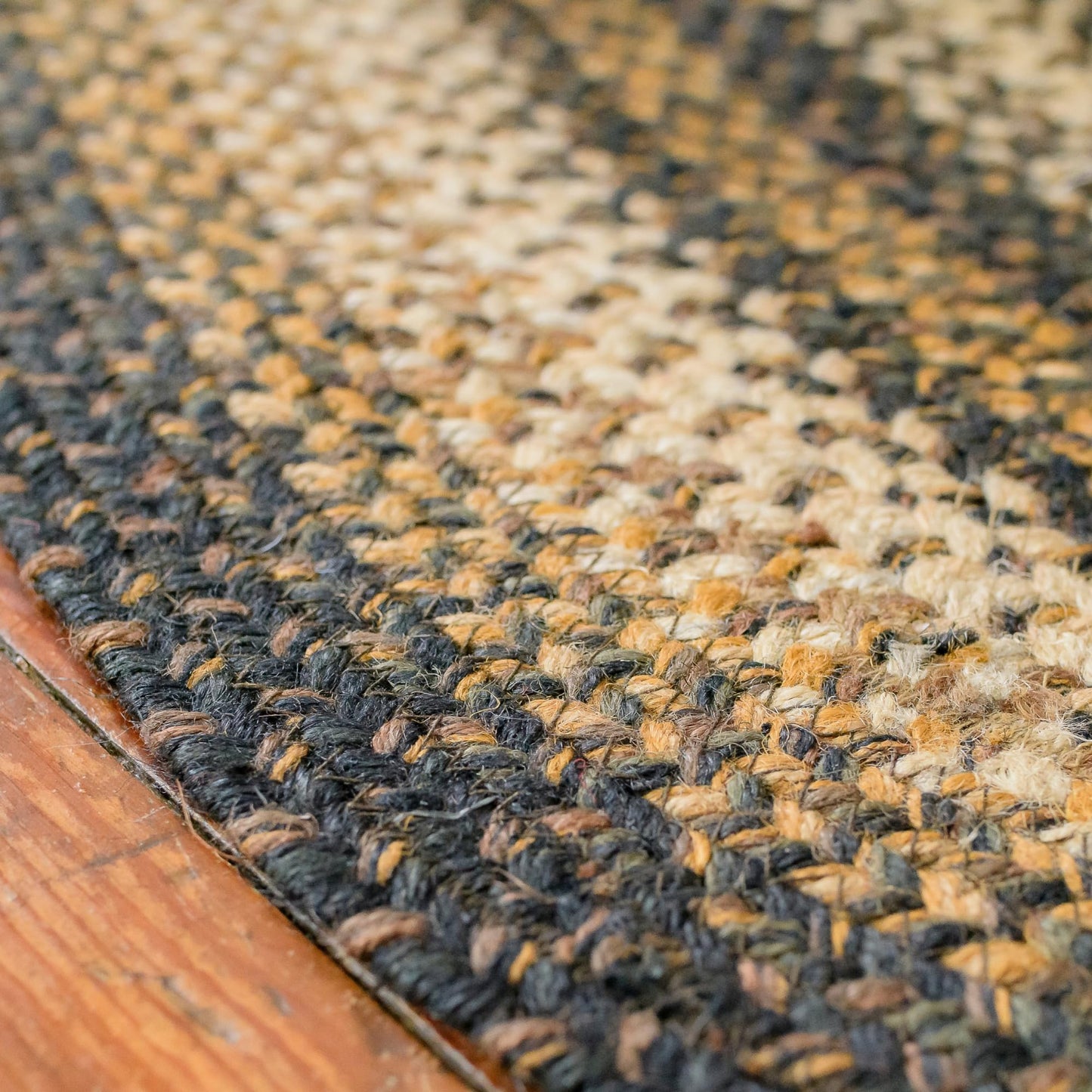 Homespice Kilimanjaro Black & Tan Oval Jute Rug 20x30 - Braided Kitchen Rugs for Primitive Farmhouse Kitchen Decor, Reversible, No Shed Jute for Easy Maintenance