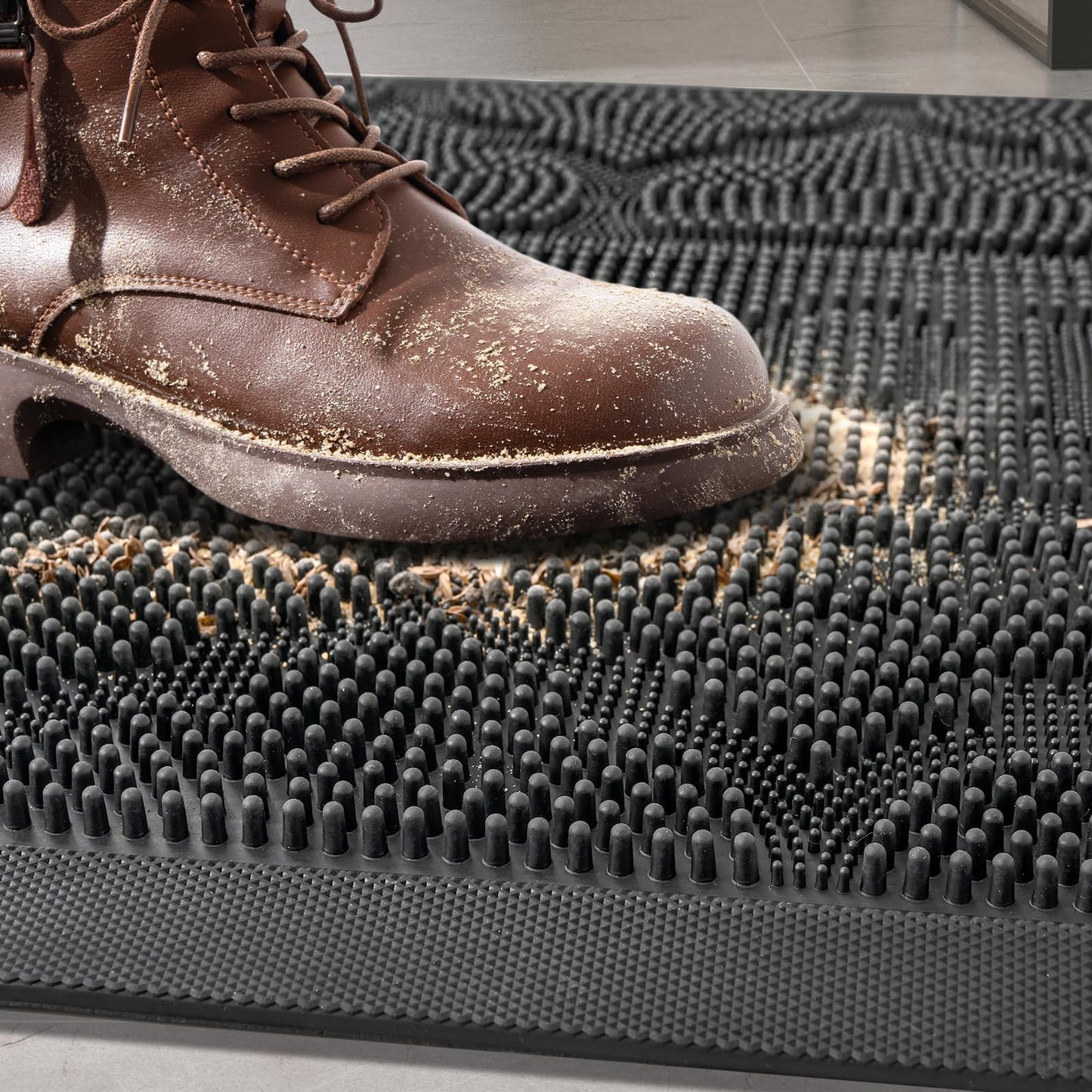 FRAMICS Front Rubber Door Mat Outside Entrance, 24x36 Doormat Heavy Duty Welcome Mat Dirt Trapping Non Slip Waterproof Door Mats for All Weather Patio Porch Garage Garden, Grey