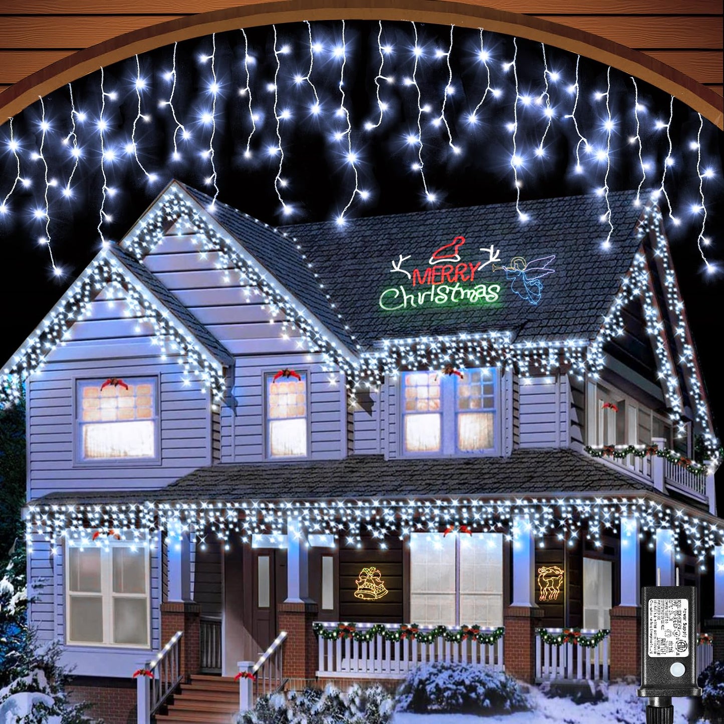 Icicle Christmas Lights Outdoor, 33ft 400 LED Icicle Lights for Outside, Plug in Twinkle Lights Indoor with 8 Modes Timer Waterproof for House Holiday Decor Wedding Christmas Decorations (Cool White)
