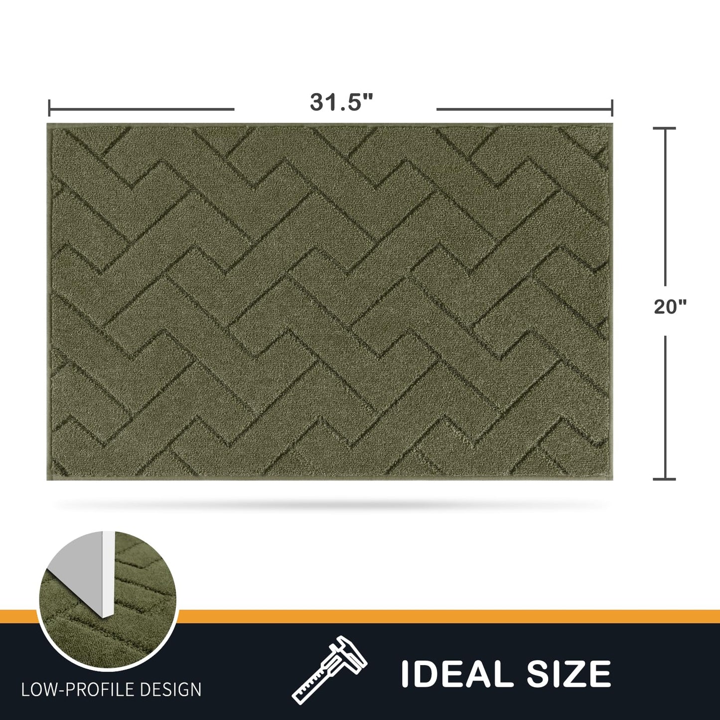 PURRUGS Dirt Trapping Door Mat 20" x 31.5", Non-Slip Machine Washable Entry Rug, Dog Doormat, Indoor Front Door Mat, Super Absorbent Entryway Rug for Muddy Shoes & Paws, Sage Green