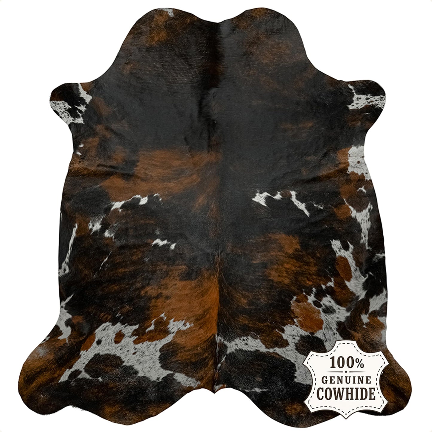 Appaloosa Cowhides Luxury Cowhide Rug 6x7-8ft - Genuine Natural Hide Rug, Silky Soft Tricolor Designer Area Rug for Living Room, Bedroom & High-End Modern Interiors (Dark Tricolor)