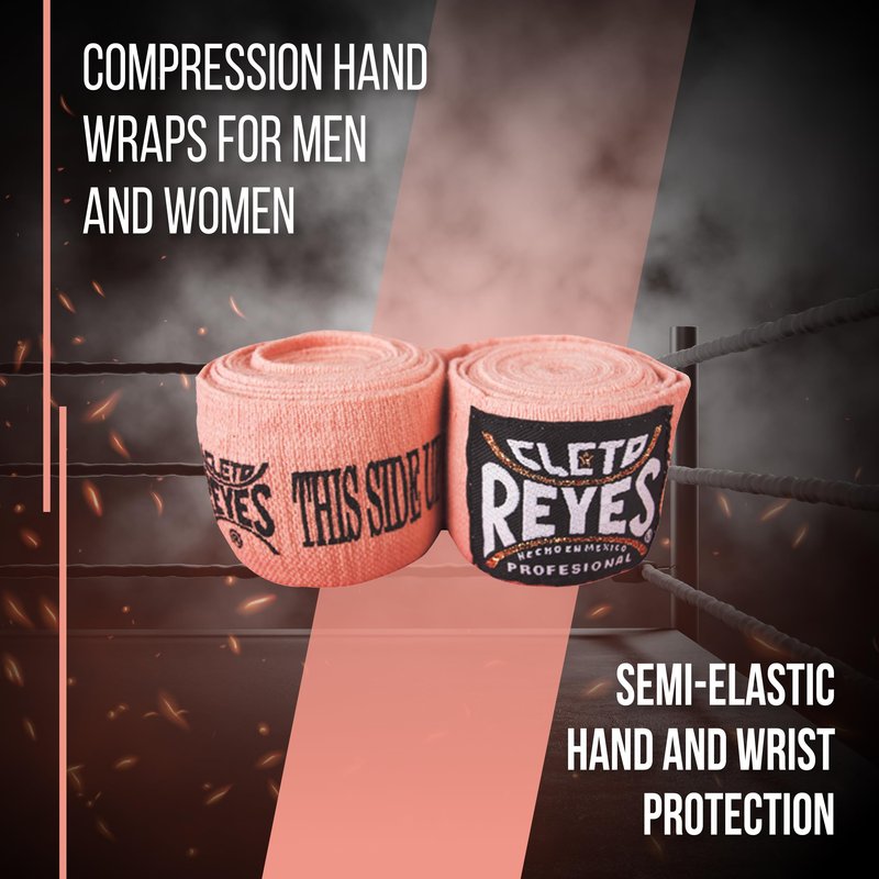 CLETO REYES Compression Hand Wraps for Boxing Gloves, Stretchy Breathable, MMA, Kickboxing, Muay Thai, Martial Arts Workout Equipment, Hook and Loop Closure, Pink