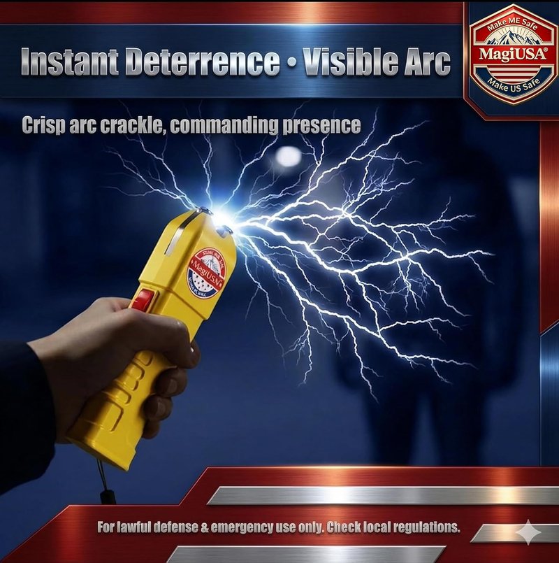 Heavy Tazer Stun Gun for Women - 989 MagiUSA Compact Electric Shock Flashlight with Safety Switch | Non-Lethal Emergency Protection