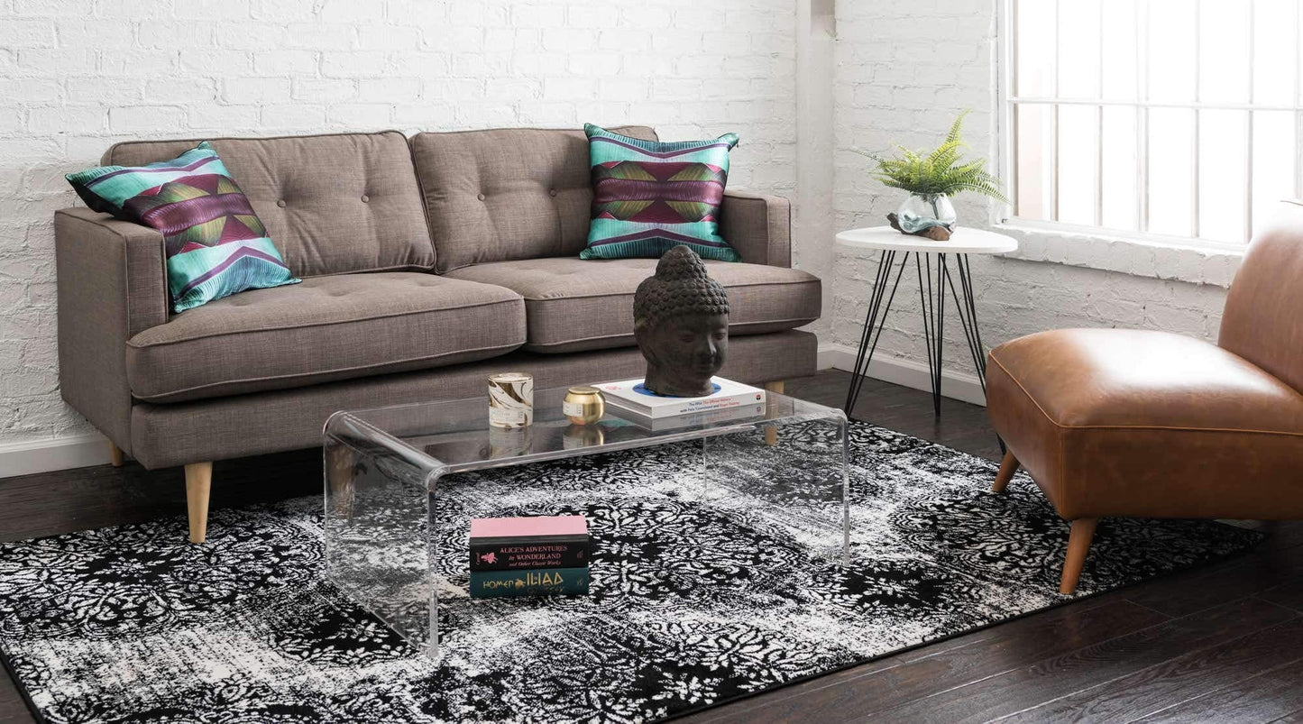 Unique Loom Sofia Collection Area Rug - Grand (4' 1" x 6' 1" Rectangle, Black/ Ivory)