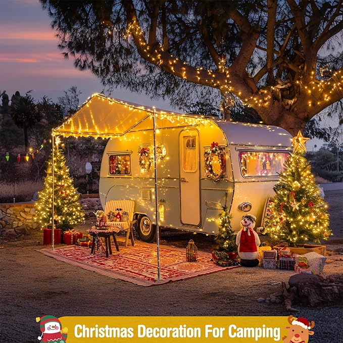 JMEXSUSS 400 LED Christmas Tree Lights with Remote, 132ft Warm White String Lights for Outside, 8 Modes Outdoor Indoor Twinkle Light for Christmas Tree Garden Porch Yard Holiday Decor