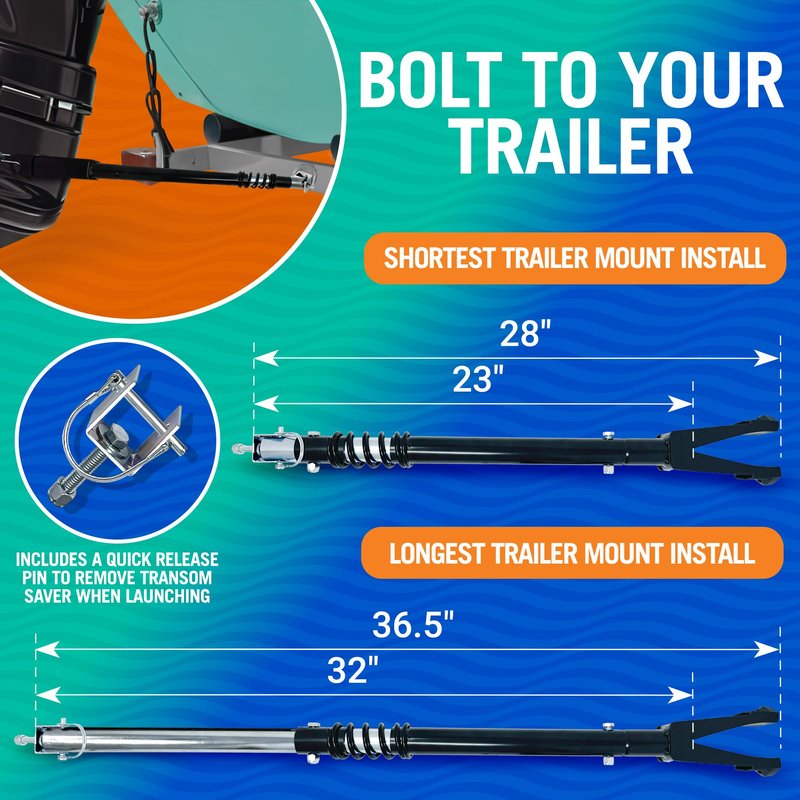 Adjustable Transom Saver for Outboard Motors, Superior Motor Support for Trailering, Rubber Boat Motor Mount, Durable Transom Saver Parts for Boat Trailering