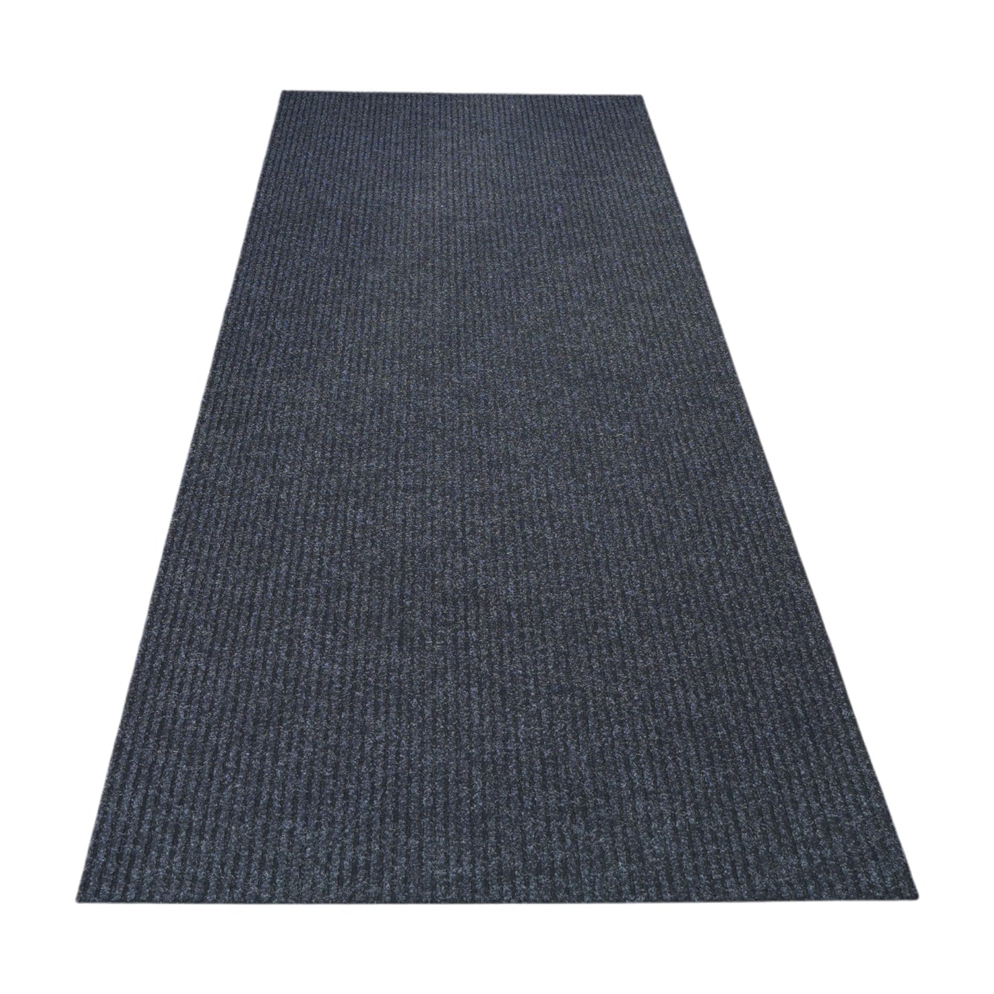 iCustomRug Ribbed Entryway Mat, 3' x 9', Black, Indoor/Outdoor, Waterproof TPR Backing, Low-Profile All-Weather Utility Carpet