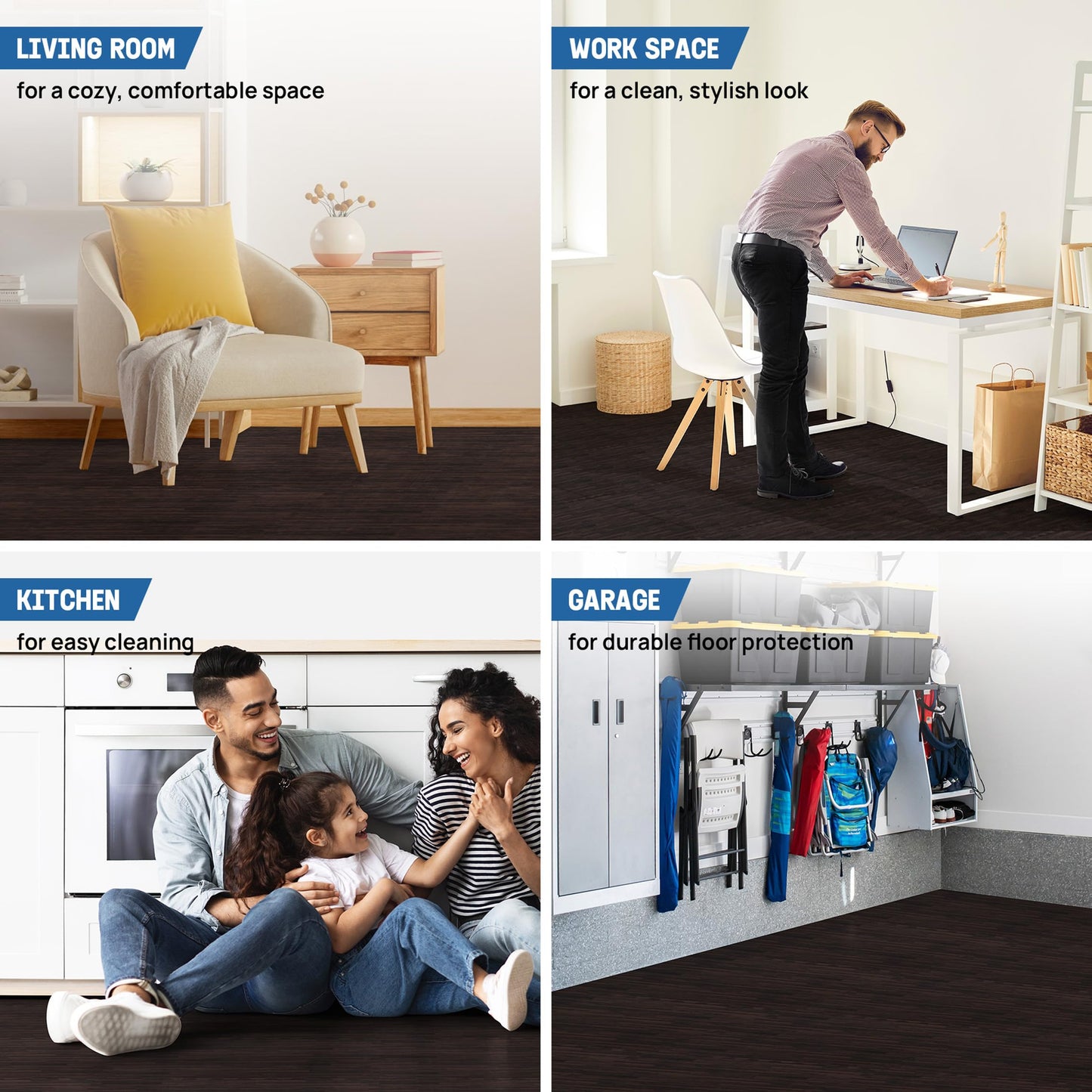 Yes4All EVA Interlocking Mats, Puzzle Floor Tiles, Foam Floor Padding with Border for Furniture, Home Space, Living Room, Garage 48 SQFT