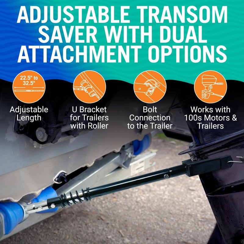 Adjustable Transom Saver for Outboard Motors, Superior Motor Support for Trailering, Rubber Boat Motor Mount, Durable Transom Saver Parts for Boat Trailering