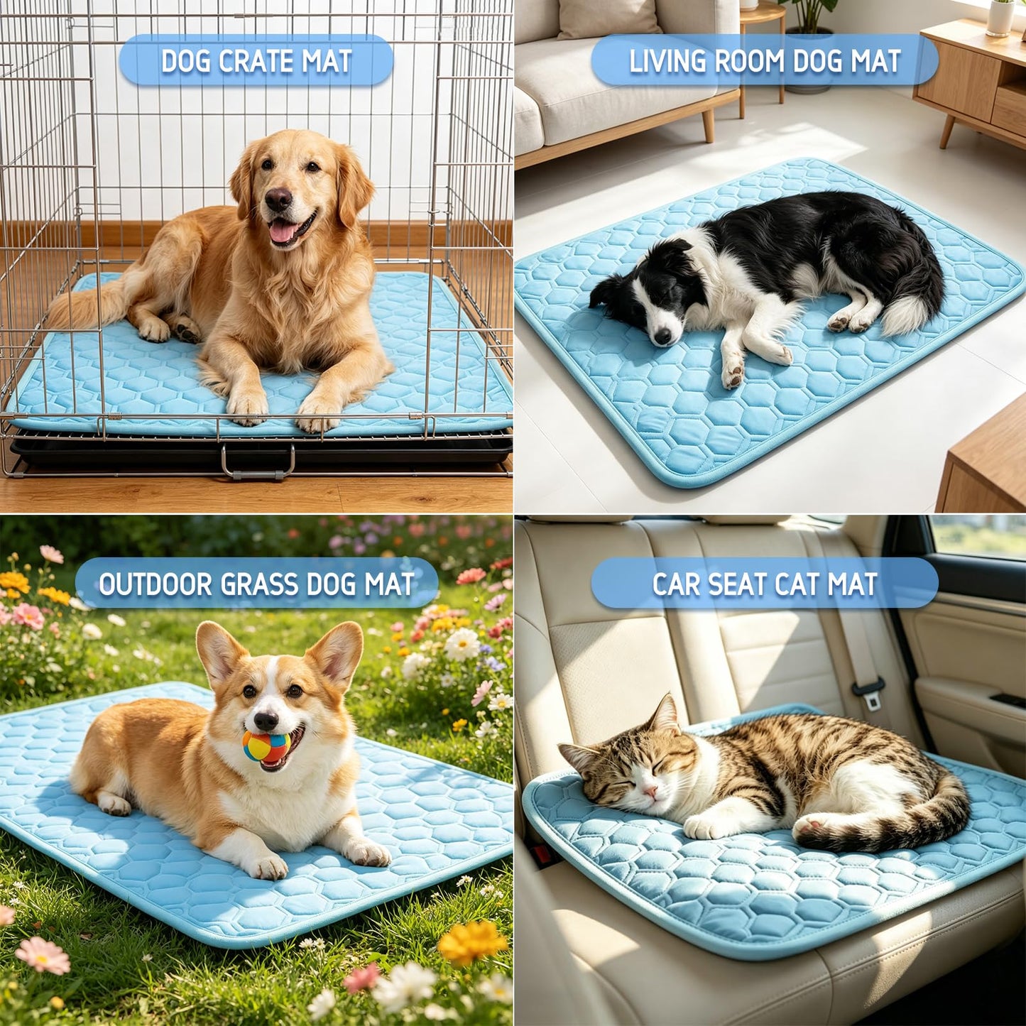 dgdgbaby Arc-Chill Dog Cooling Mat, Non-Slip Washable Portable Cool Pad