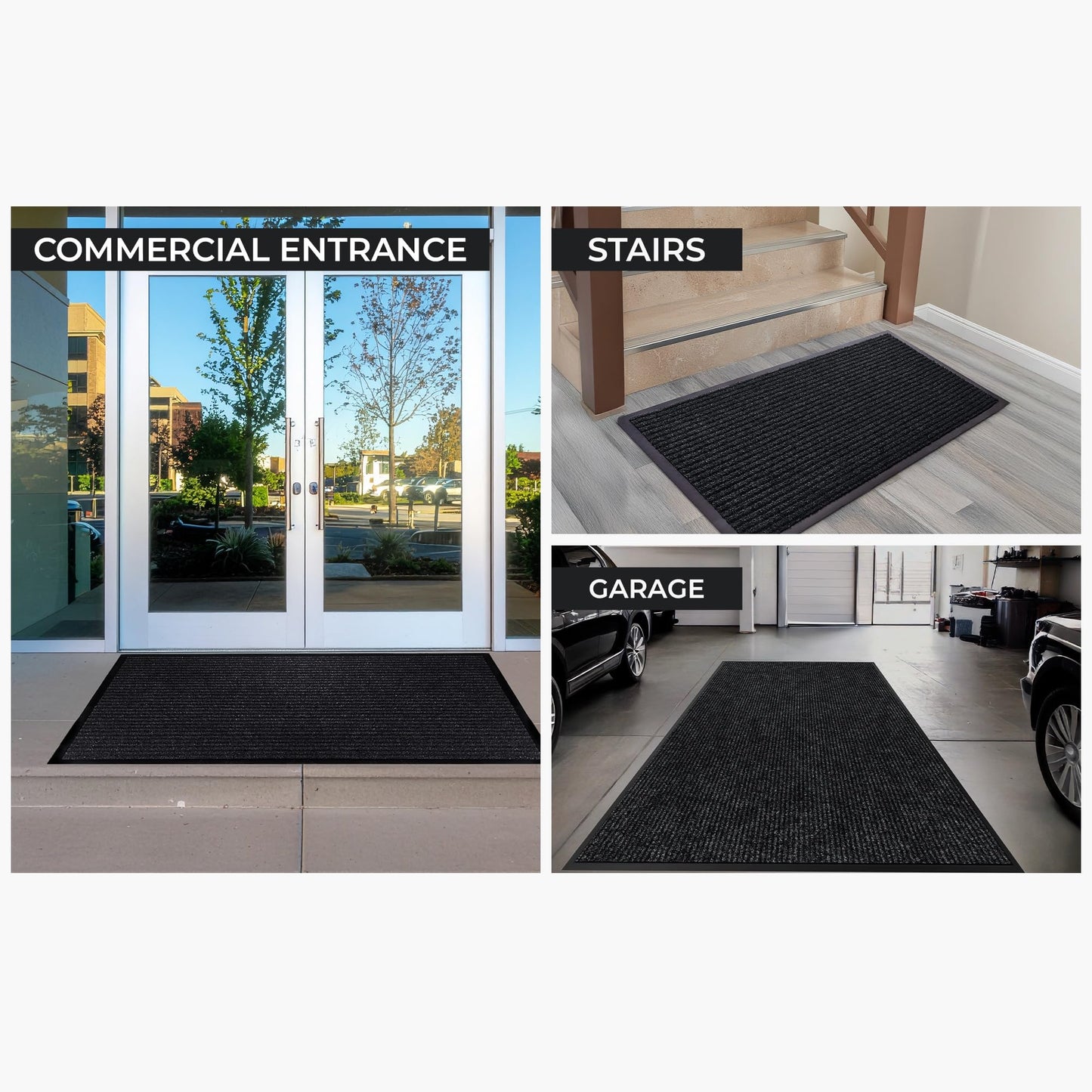 Commercial Door Mat 4'x8' Charcoal, Heavy Duty Industrial Floor Mat for High Traffic Areas, Nonslip Rubber Backing, Large Door Mat for Indoor Entrance or Business Entryway.