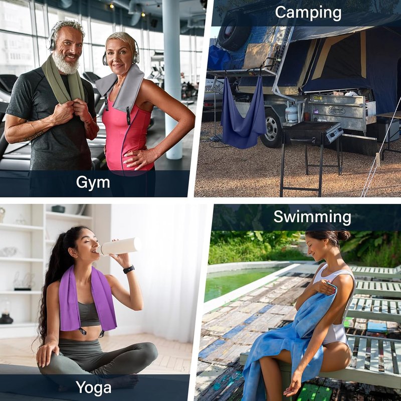 Microfiber Travel Towel - Ultra Absorbent Quick Dry Gym & Camping Towel | Lightweight, Navy Blue (24"×12")