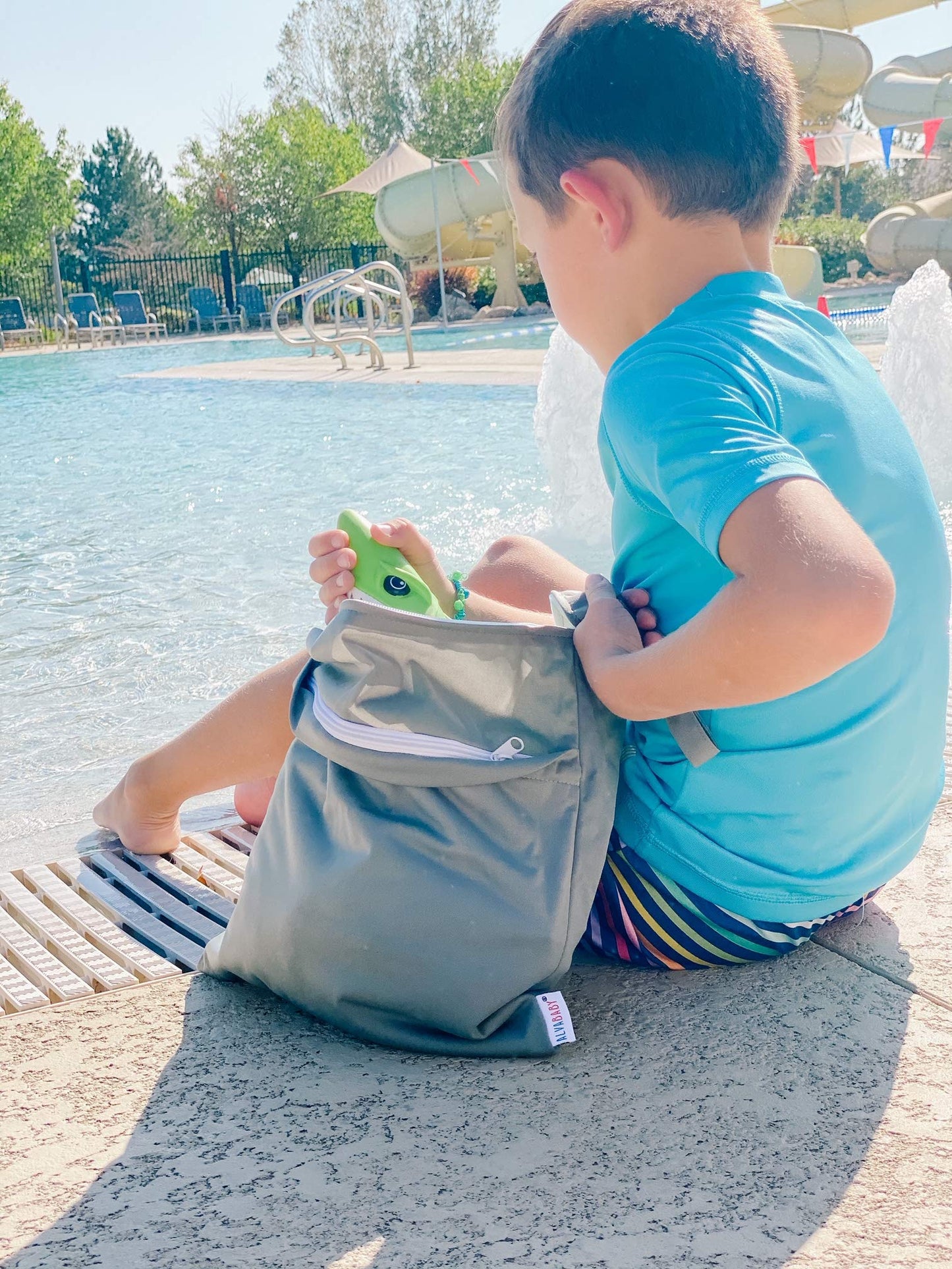 ALVA ALVABABY 2pcs Cloth Diaper Wet Dry Bags Waterproof Reusable with Two Zippered Pockets Travel Beach Pool Daycare Soiled Baby Items Yoga Gym Bag for Swimsuits or Wet Clothes L2629