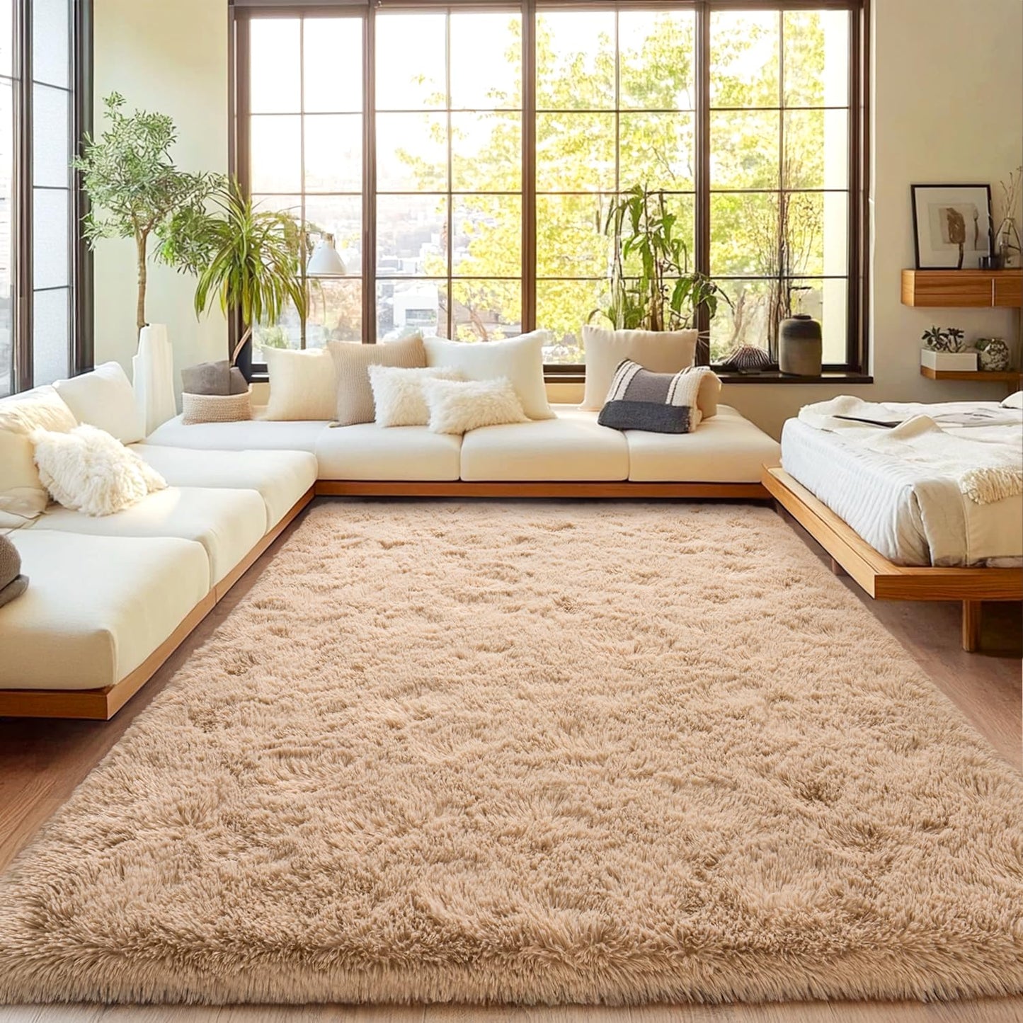 Area Rugs for Living Room, Soft Shaggy Carpets for Living Room, Fuzzy Rugs for Kids' Room, Perfect Decor for Modern Home Camel 4x6 Feet