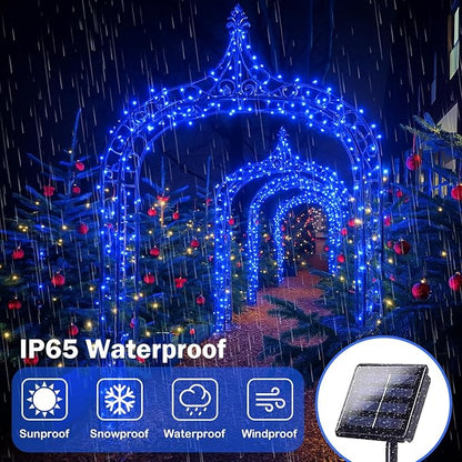 Extra-Long 144FT Solar String Lights for Outside, 2 Pack 400LED Solar Christmas Lights Outdoor, Waterproof Copper Wire with 8 Modes Twinkle Fairy Lights for Tree Garden Party Christmas Decor (Blue)