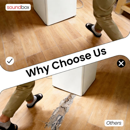 Soundbox Noise Reducing Floor Mats 10PCS, Quiet Wood Grain Vinyl Floor Tiles 48x7.3 Inch, Waterproof Anti-Slip Floor Covering,Easy Lay Installation for Bedroom, Living Room