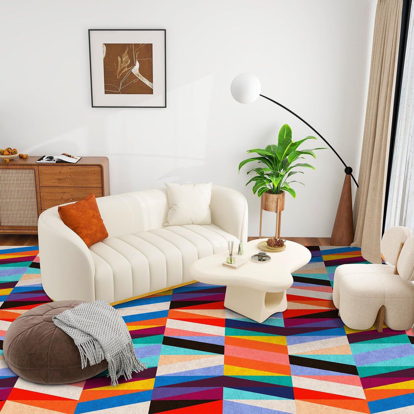 Candockway Carpet Tiles Peel and Stick, Squares Anti-Slip Carpet Floor Tile 12 Pcs 15.75'' x 15.75'', 0.38'' Thick, Reusable Waterproof Carpets for Living Room Bedroom