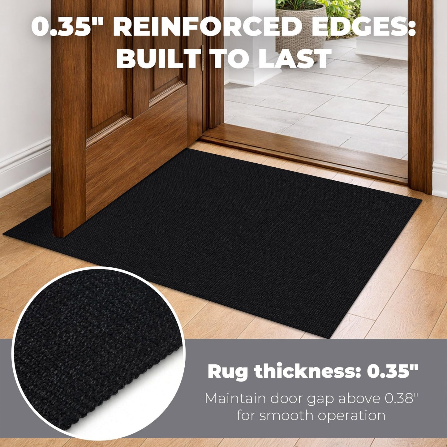 Lansny 2x3 Washable Area Rug Small Braided Cotton Entryway Rug with Non Slip Backing Kitchen Rugs Indoor Door Mat for Entrance Bathroom Foyer, Black