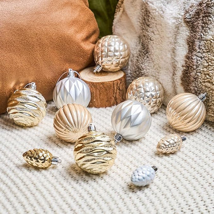 JORNOY Christmas Tree Ornaments - 2.36inch/60mm Shatterproof Ornaments for Christmas Tree Set Plastic Decorative Hanging Balls Ornaments for Xmas Tree Decorations, 40ct (Champagne)