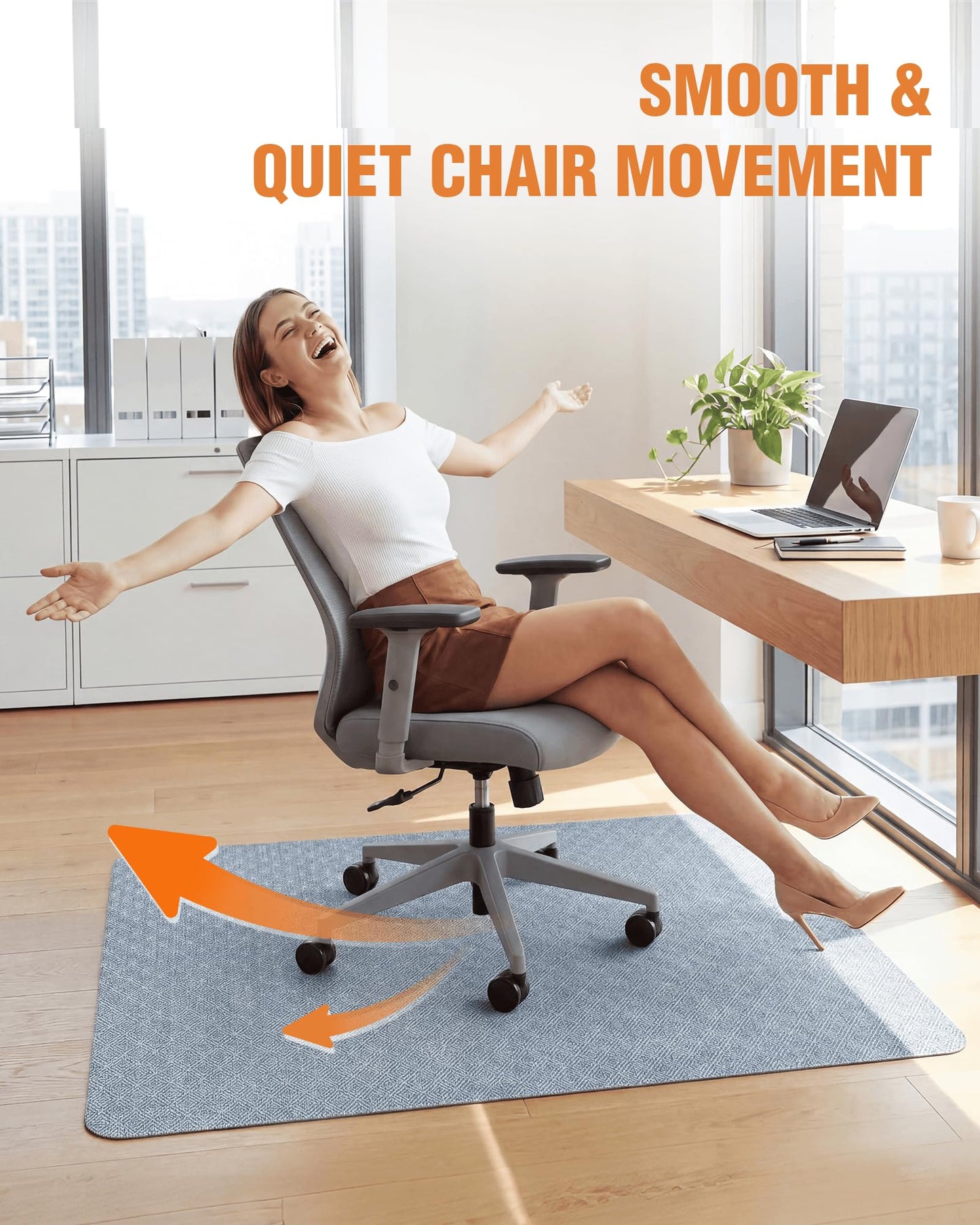 Carvapet Office Chair Mat for Hardwood Floor, 36x48 Inch Heavy Duty Floor Protector, Non Slip Desk Chair Mat for Rolling Computer Gaming Chairs, Easy to Clean Greek Key Pattern