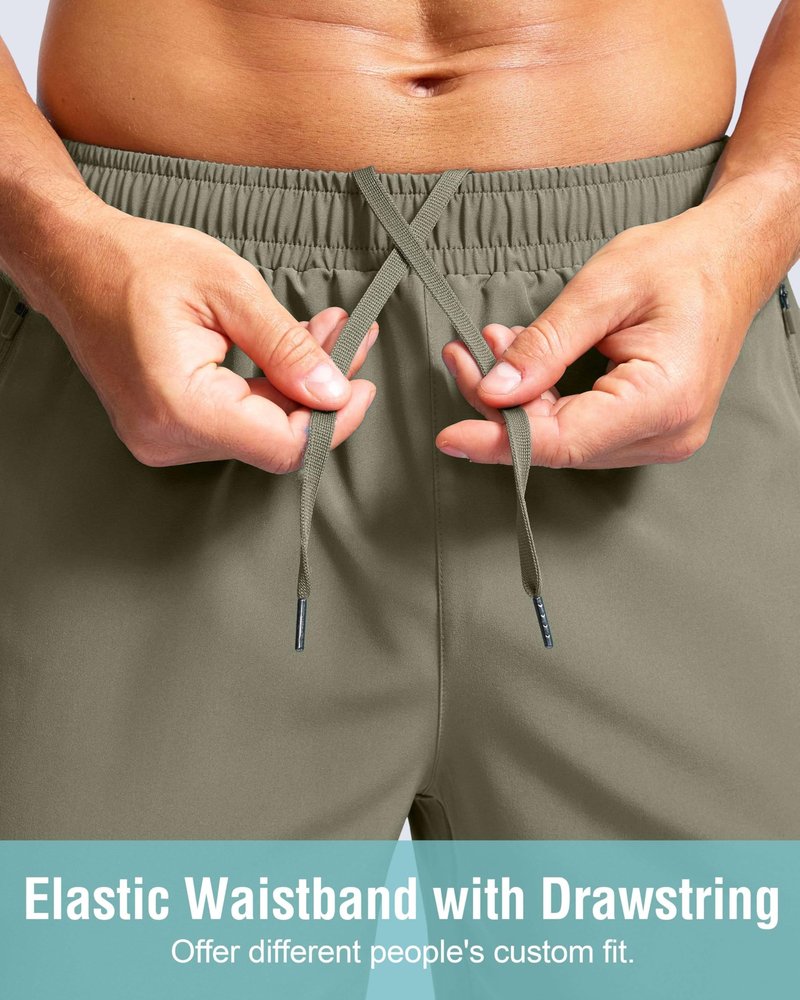 G Gradual Men's Athletic Running Shorts with Zipper Pockets Quick Dry 7"/ 5"/ 9" Workout Gym Shorts for Basketball Hiking(Sage Green,5M)