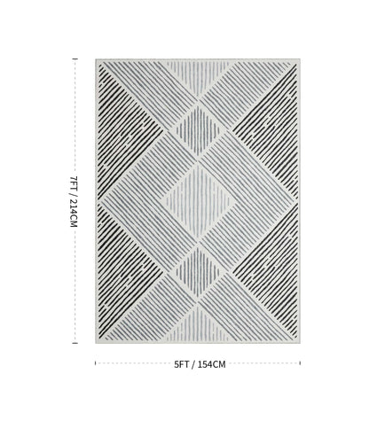 YIHOUSE Black and White Area Rug 5x7,Modern Geometric Rug for Bedroom Diamond Washable Rugs for Living Room, Office, Dining Room