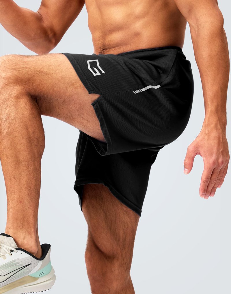 G Gradual Men's Gym Shorts 5"/7"/10" with Zipper Pockets Basketball Athletic Mesh Quick Dry Shorts for Workout Running Tennis (7 inch, Black, Medium)