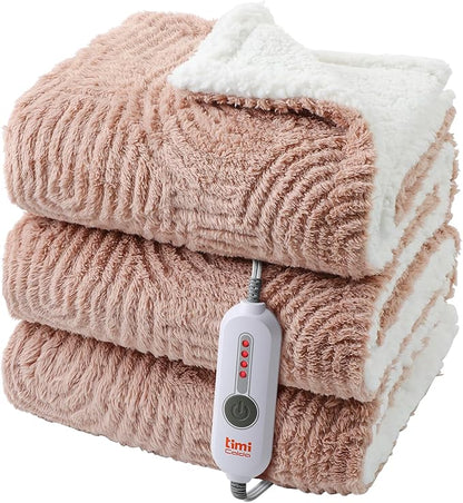 Heated Blanket Full Size - 72"x84" Cozy Soft Jacquard Heating Blanket with 4 Heat Levels & 10 Hours Auto-Off, Jacquard Fleece, Overheating Protection, Warm Gifts, Brown