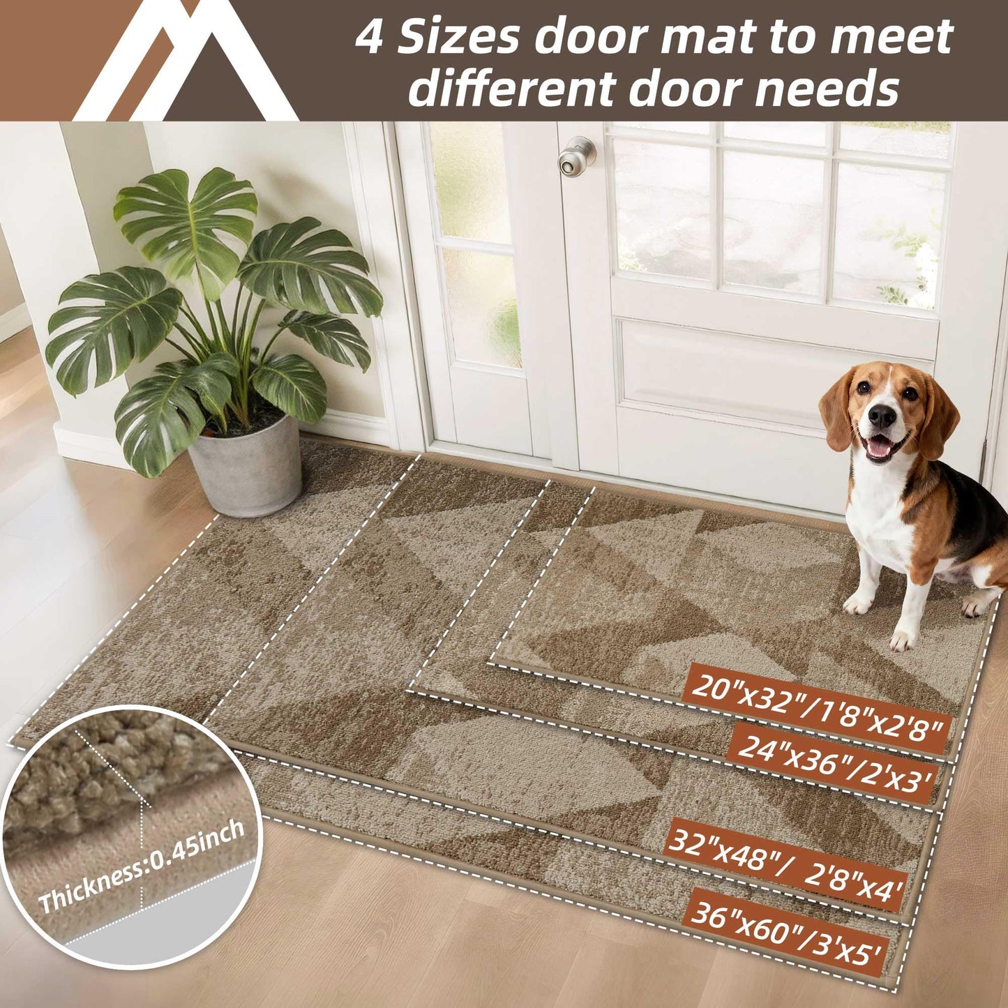 COSY HOMEER Entryway Rugs Doormat 20"x32", Non-Slip Absorbent Polyester, Washable Rugs for Front Door, Dirty Paws & High Traffic Areas, Beige