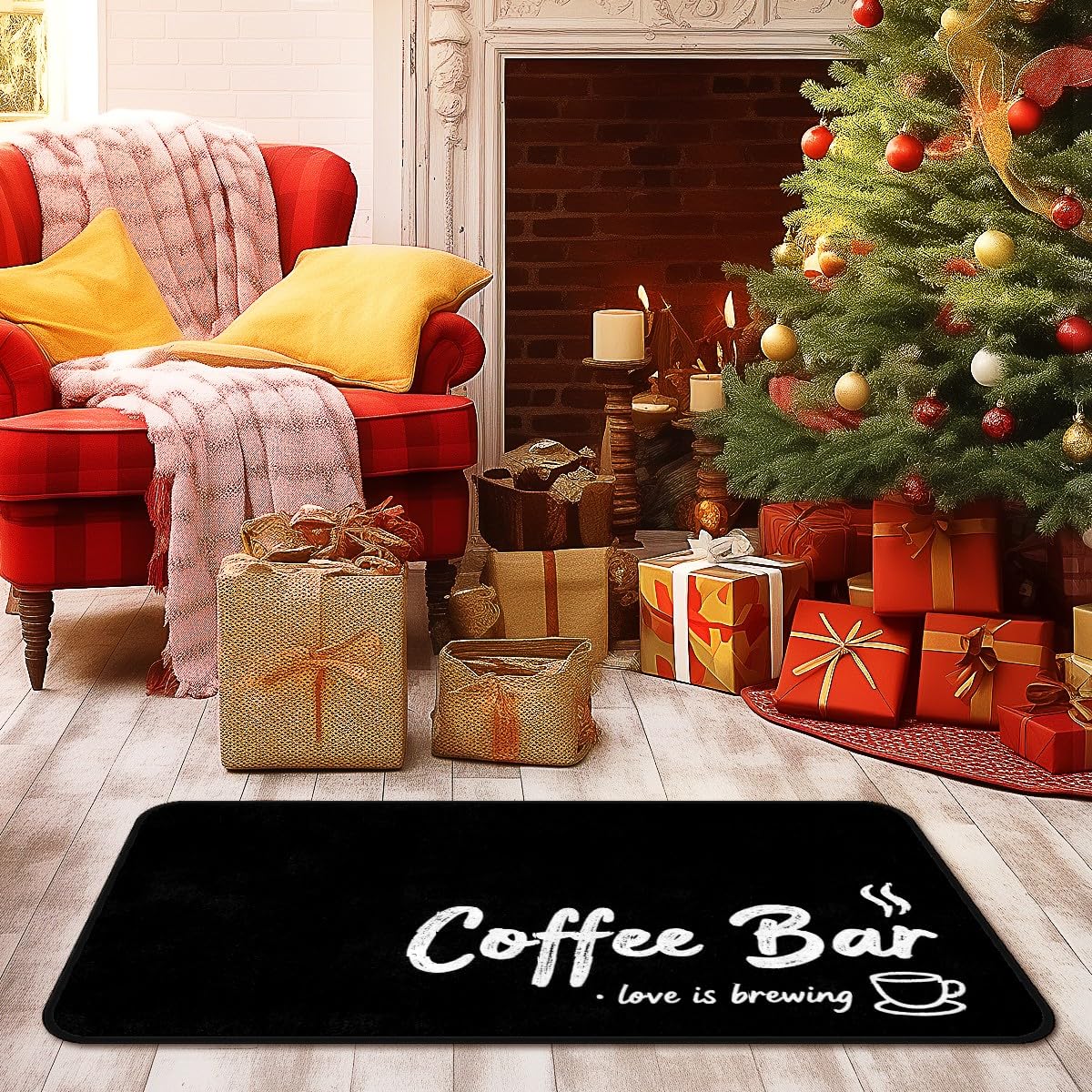 Coffee (A045) Kitchen Mats for Floor,20"x48" Coffee Theme Area Rugs