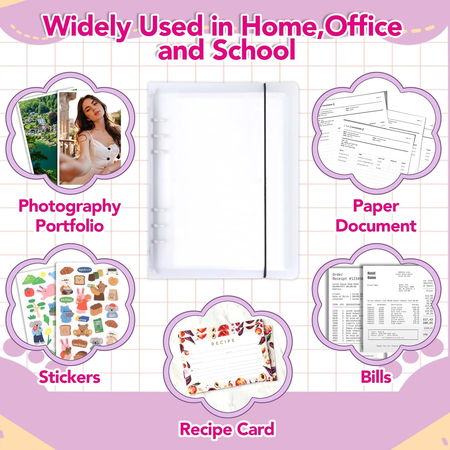 SHANGRLA Large 5x8 and 5x7 Index Card Binder Holder with Clear Plastic Sleeves – 90 Pocket A5 6-Ring Binder for Flashcards, Postcards, Recipe Cards – Small Storage Organizer with Sheet Protectors