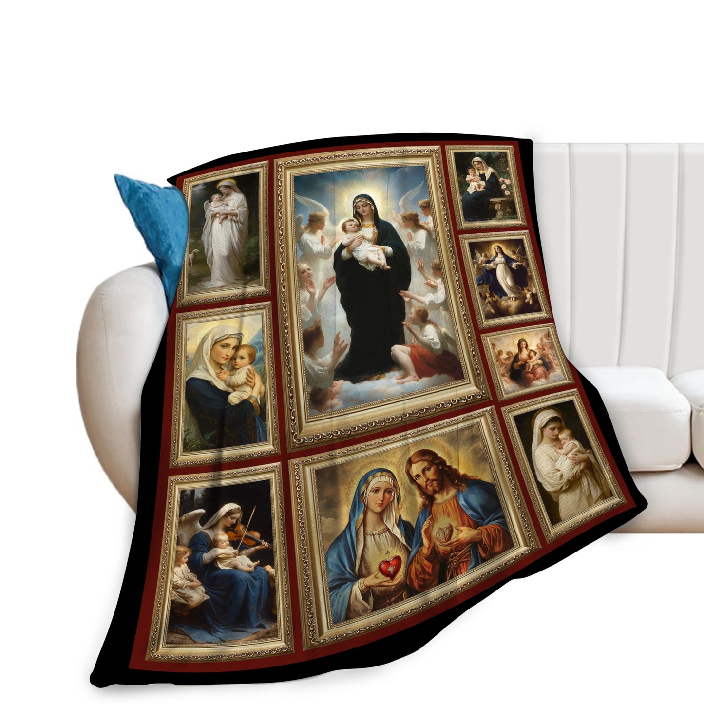 Virgin Mary Blanket Christian Catholic Mother of God Throw Blanket Soft Warm Cozy Fuzzy Plush Gifts for Girls Women Lightweight Fleece Flannel Stuff Gift for Kids Adults 50"X40"