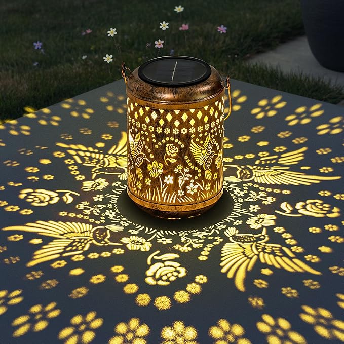 Solar Lanterns Hummingbird Garden Decor Vintage Hanging Gifts for Mom Grandma Indoor Outdoor Waterproof Heavy Duty Vintage Table Metal Lights for Yard, Patio, Lawn, Balcony, Pathway, Garden Decor 2Pcs