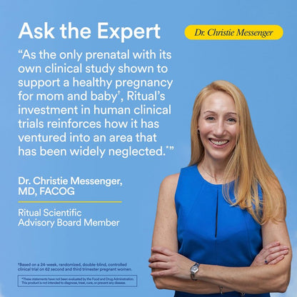 Ritual Prenatal Multivitamin For Women - Key Essential Vitamins and Minerals To Support Mom and Baby During Pregnancy* - Folate, Choline, Omega-3 DHA, Iron - Vegan - Citrus - 60 Capsules - 30 Servings