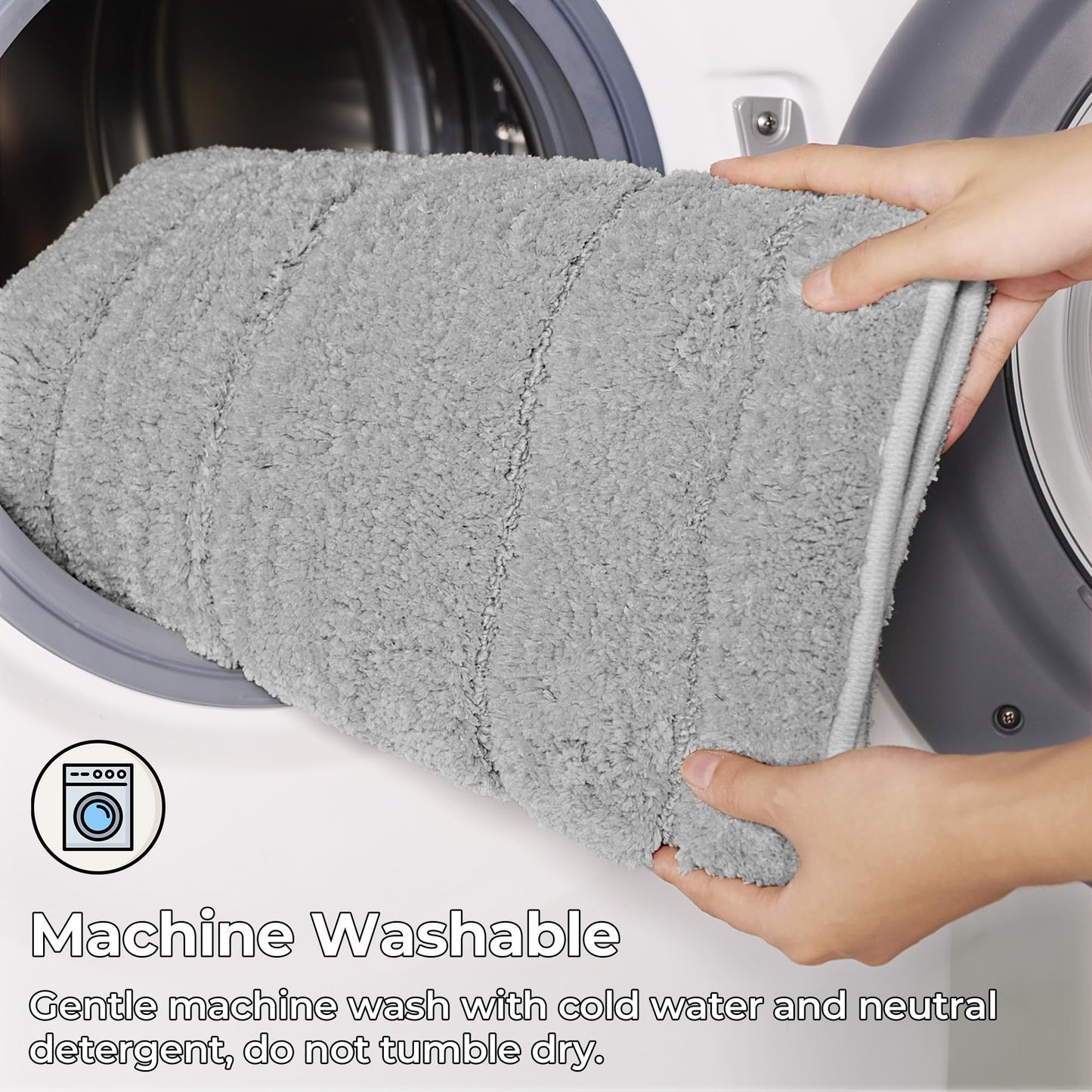 GRANNY SAYS Gray Bathroom Rugs, Bath Mats for Bathroom Non-Slip, Super Soft and Water Absorbent, Microfiber Bath Rugs, Machine Wash Dry, Bath Rugs for Floor, Tub and Shower, 16" x 24"