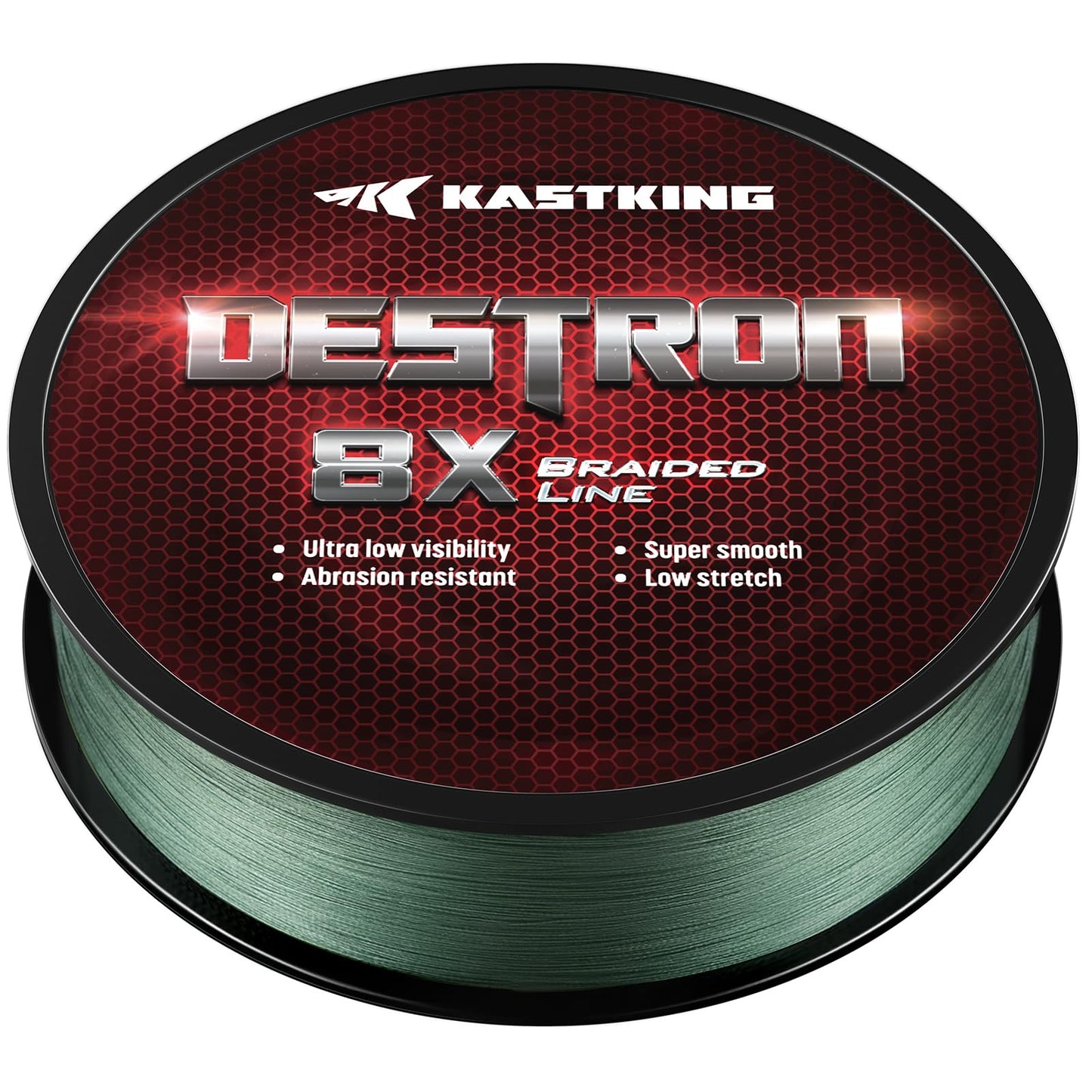 KastKing Destron Braided Fishing Line, Moss Green, 8 Stands, 50LB, 300Yds